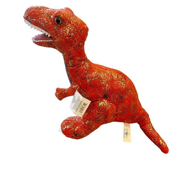 HugFun Plush Multi-Color Red Metallic Look T-Rex Dinosaur 12" Plush NWT - Picture 4 of 8